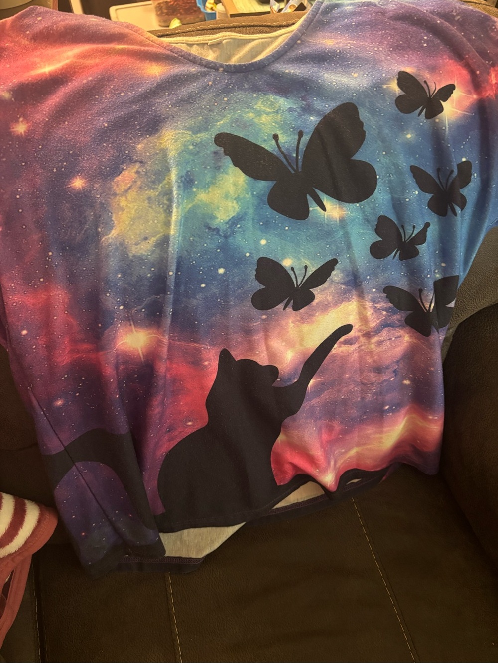 Galaxy Cat & Butterflies Graphic Tee - Multi